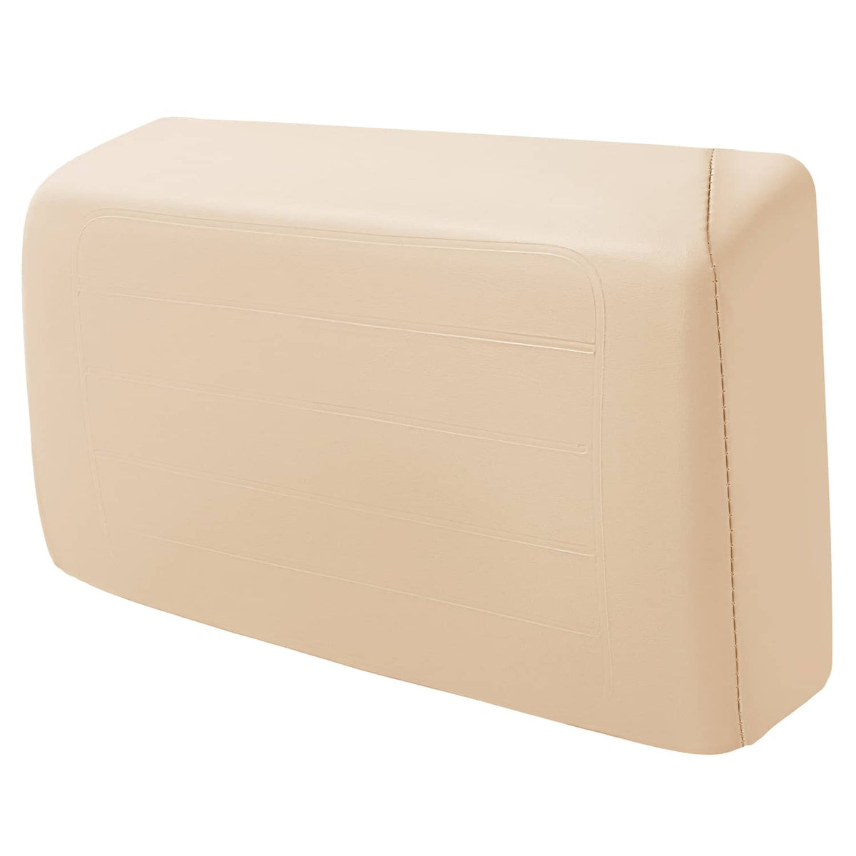 Beige seat backrest cushion with stitched side seam and smooth padded face