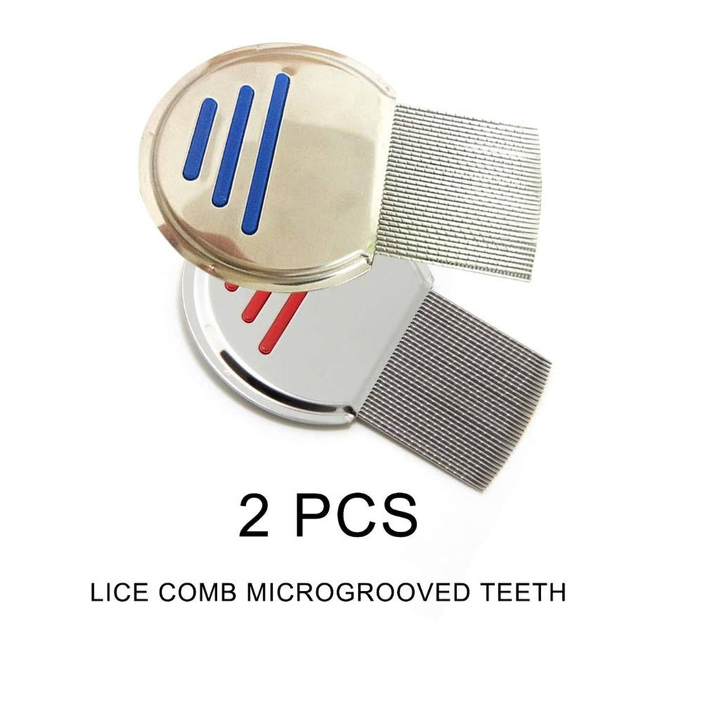 Two-piece stainless steel lice and dandruff comb set with fine teeth