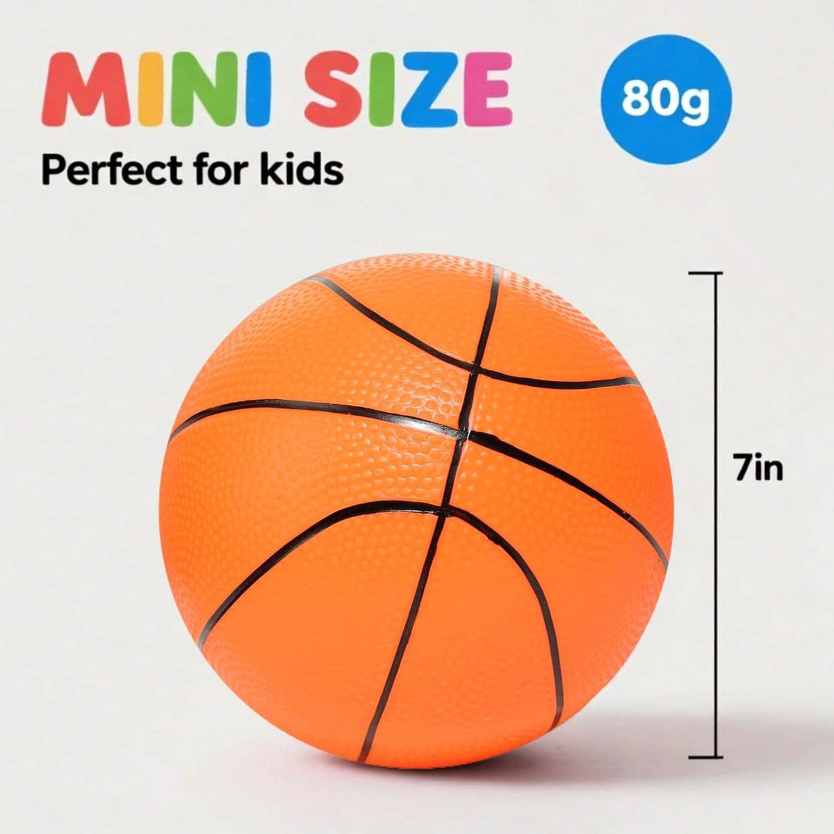7in mini orange basketball ball with black ribbed design