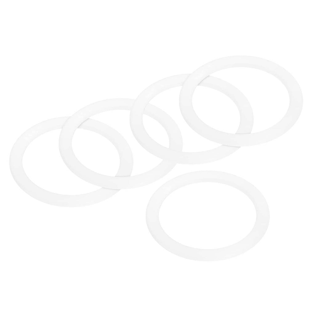 White silicone gasket seal rings, set of 5, oval loop design.