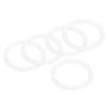 White silicone gasket seal rings, set of 5, oval loop design.