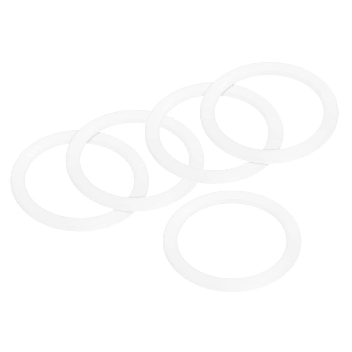 White silicone gasket seal rings, set of 5, oval loop design.