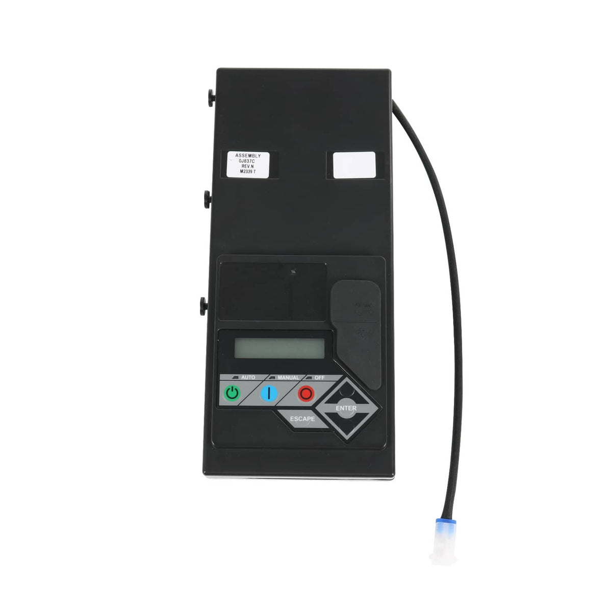 Black standby controller assembly with LCD screen and attached power cable