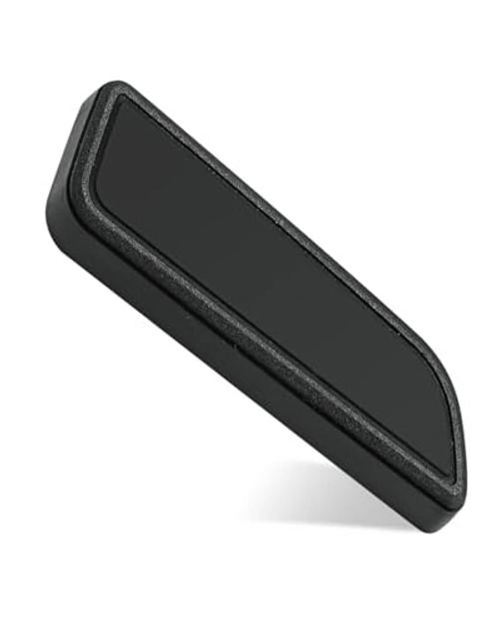 Black seat adjustment button trim panel with sleek, beveled edge.