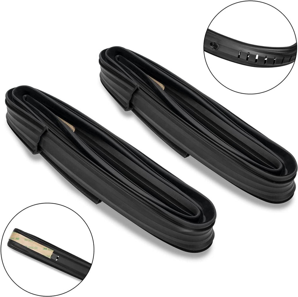 Black window seal sweep weatherstrip strips with latch tabs and coiled edges