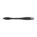 4.25-inch soft plastic fishing worm lure, dark gray body with blue sparkles