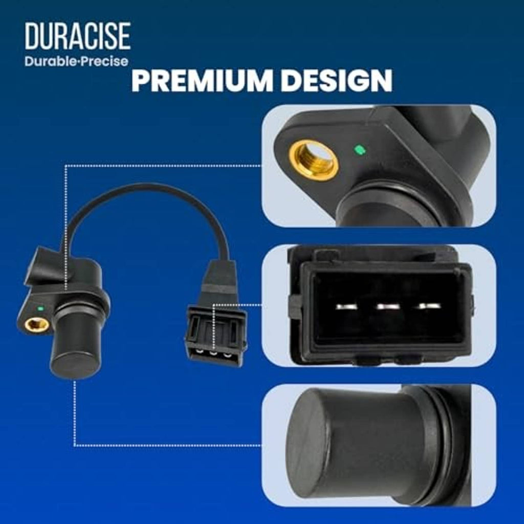 Crankshaft position sensor with highlighted connector, black body, and black wire lead
