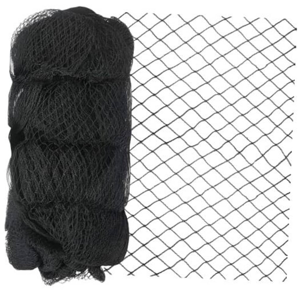 Black heavy duty garden netting roll with square 5/8-inch mesh grid.