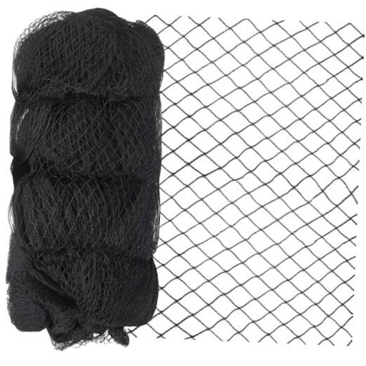 Black heavy duty garden netting roll with square 5/8-inch mesh grid.