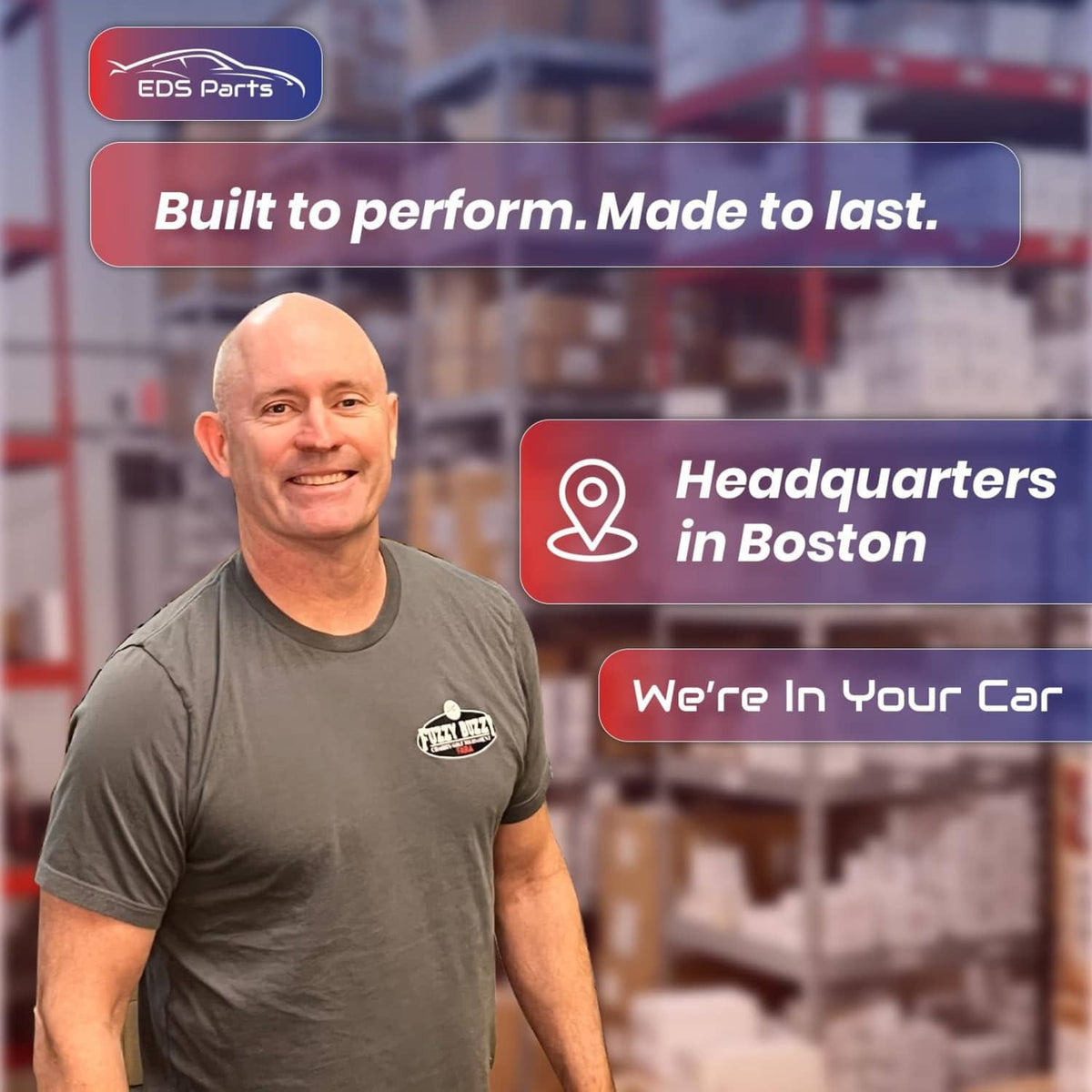 Automotive fuse promotion graphic with headquarters in Boston text and logo