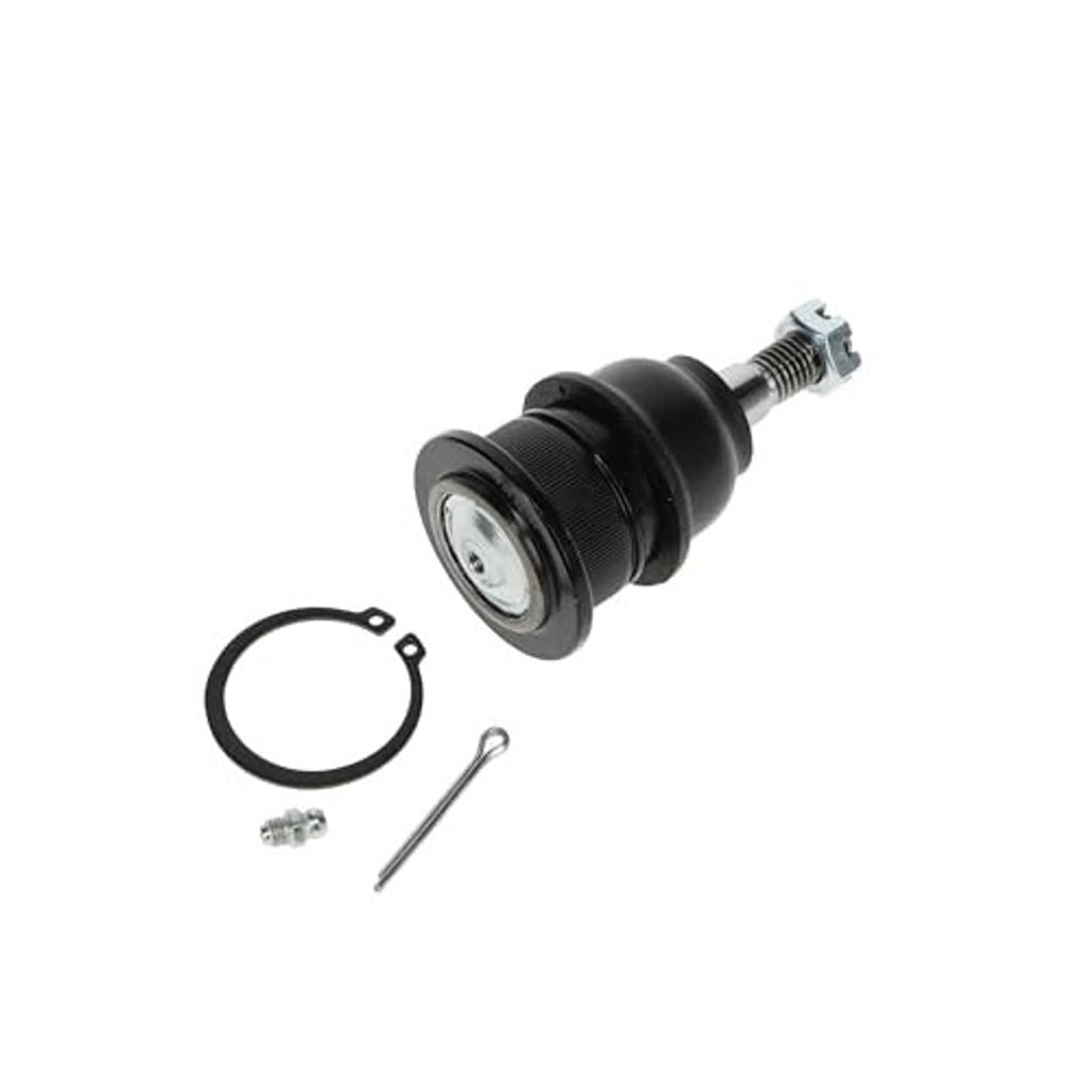 Front upper suspension ball joint with black housing, mounting stud, and seal ring