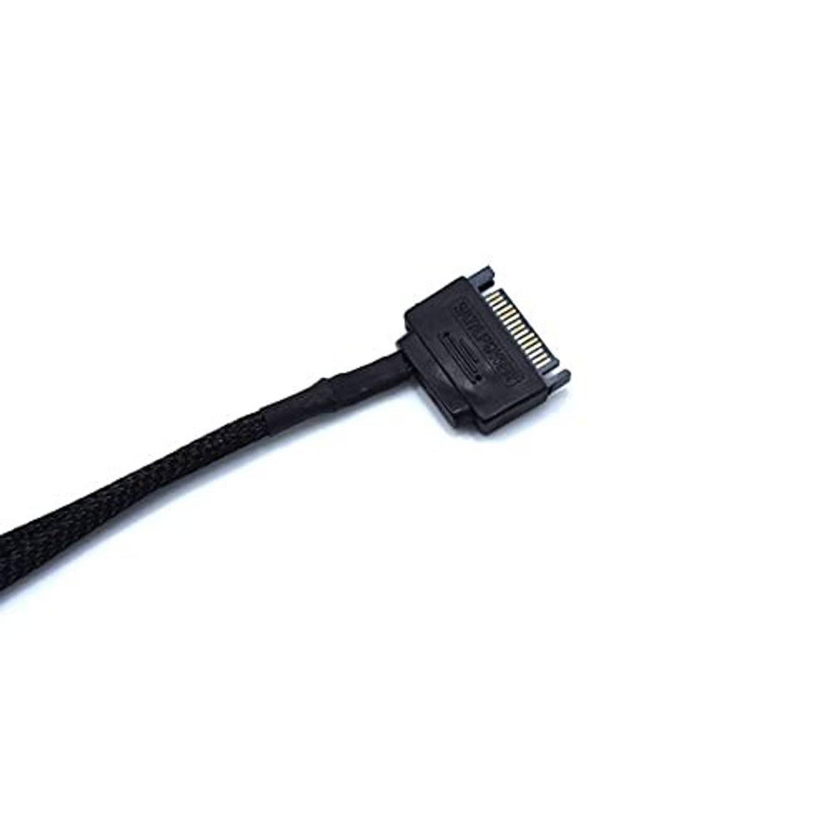 Braided black adapter cable with SATA connector plug end