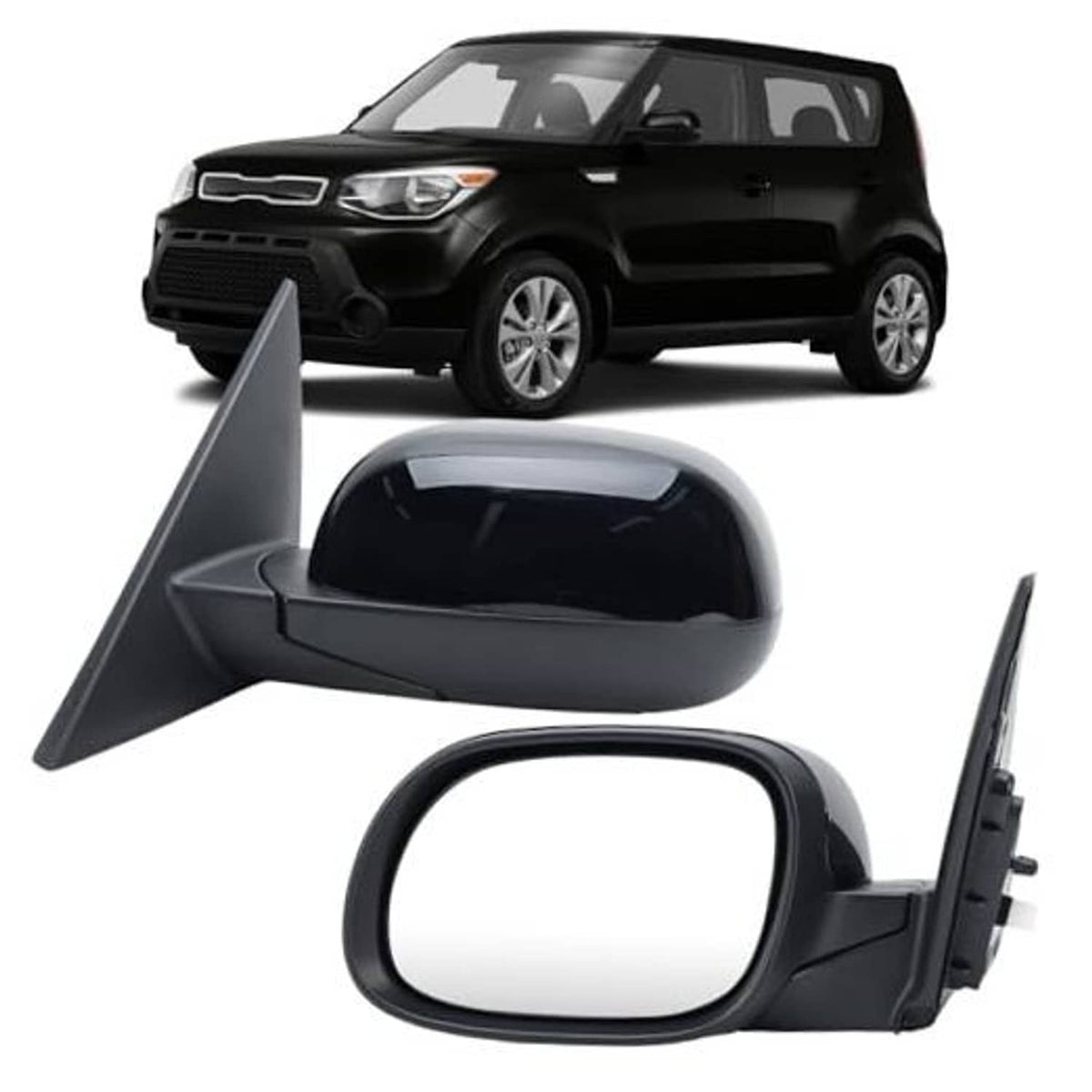 Left driver-side black side mirror with glossy housing and tinted glass