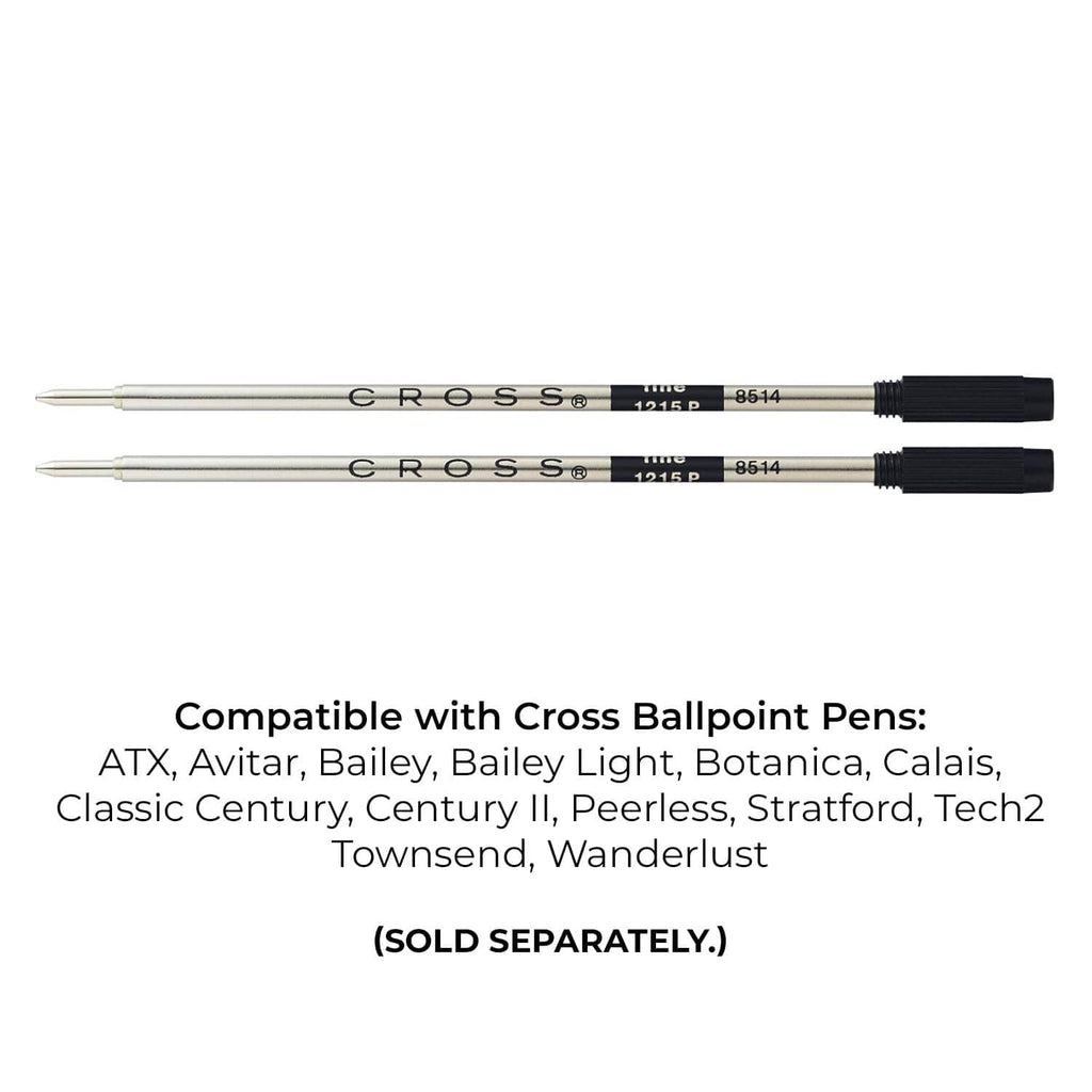 Cross ballpoint pen refill dual pack, two silver refills with black grips