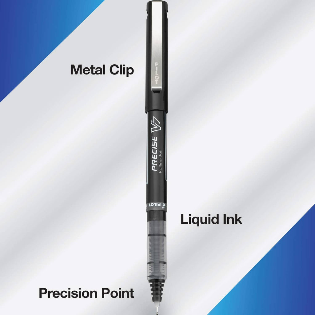 Single capped black Precision V7 fine rolling ball pen with metal clip