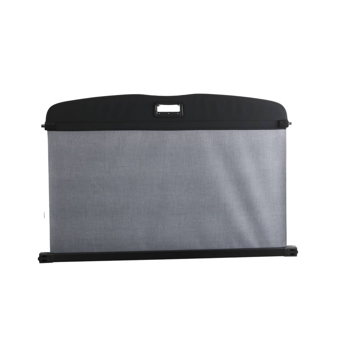 Retractable trunk cargo cover shade, gray fabric with black top and carry handle