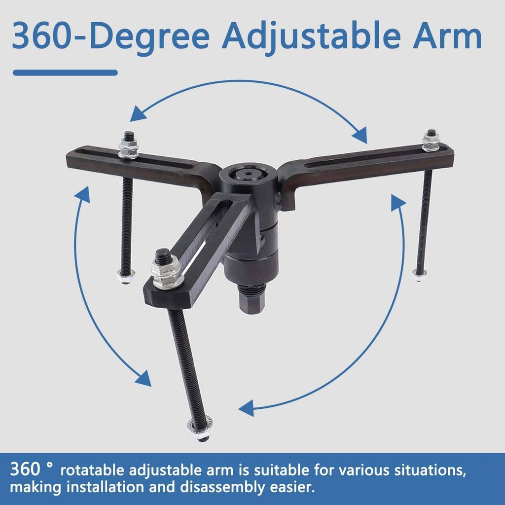 Crank case splitter puller tool arm assembly with black base and rotating threaded stem