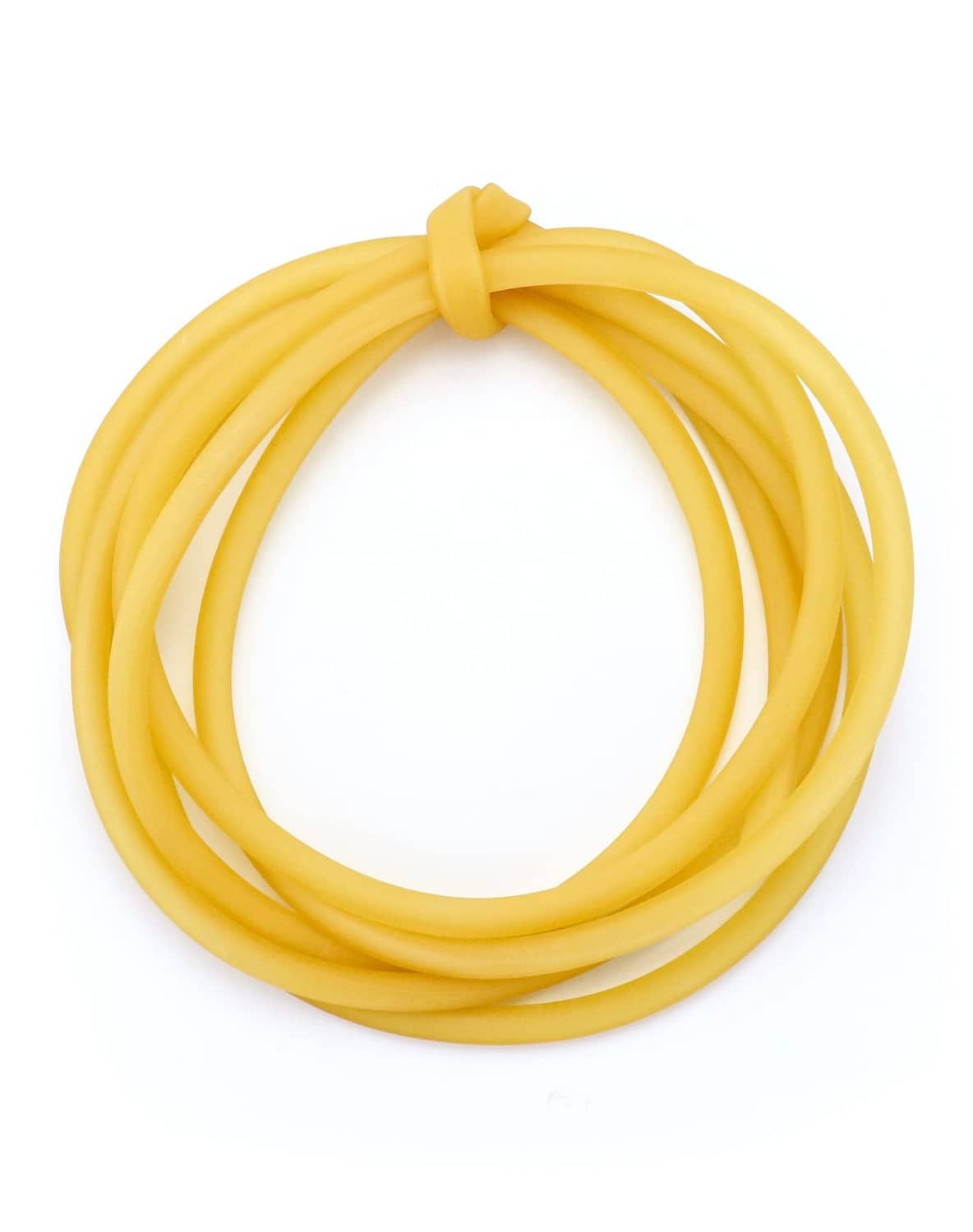 Natural latex rubber tubing, yellow coil with small tie