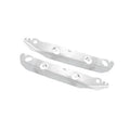 Front bumper mounting support brackets, silver metal pair with mounting holes