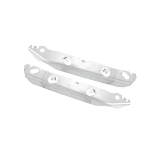 Front bumper mounting support brackets, silver metal pair with mounting holes