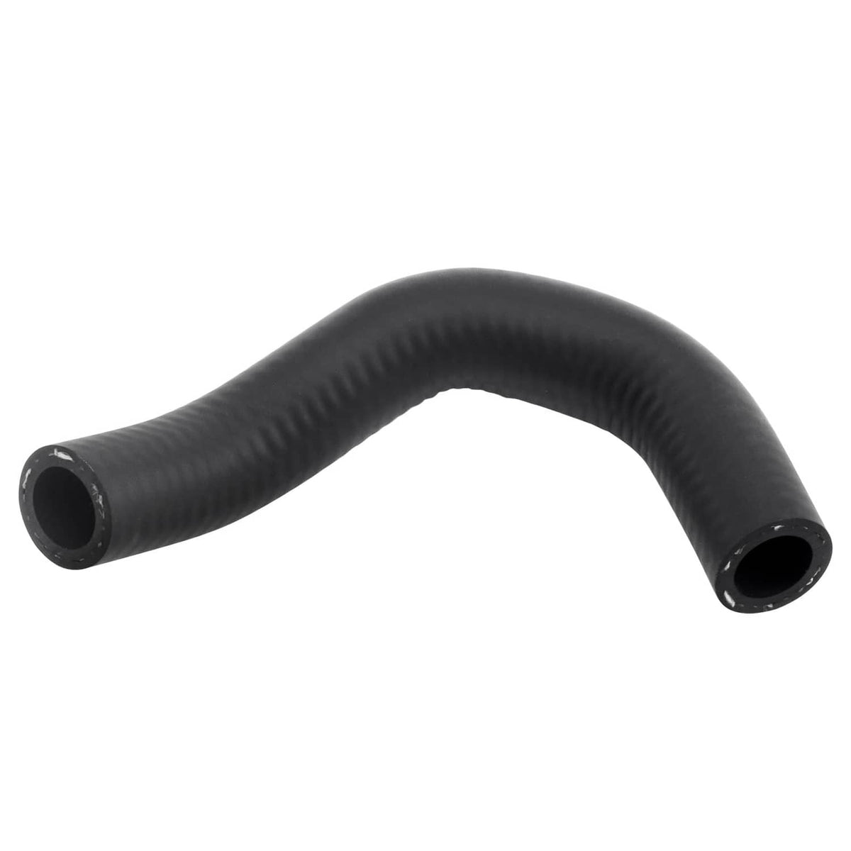 Black engine coolant inlet hose with curved shape and two open ends