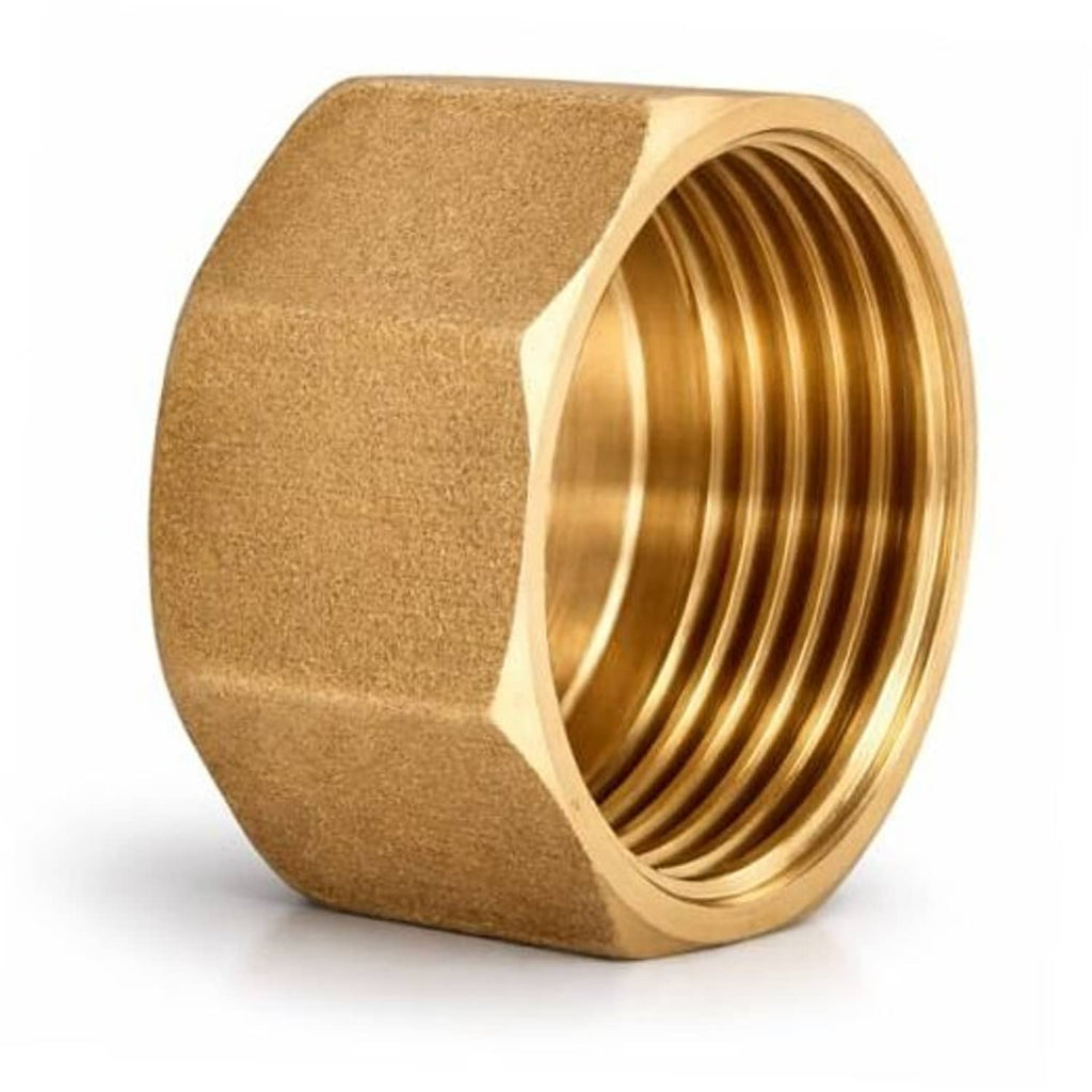 Brass NPT female pipe cap end plug with internal threads and hex exterior