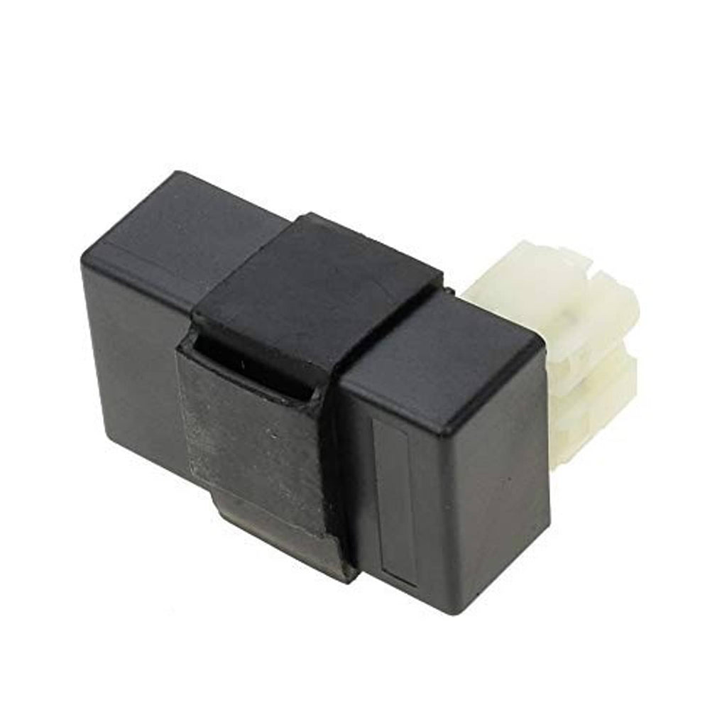 Black CDI module with cream connector plug, compact electronic control unit