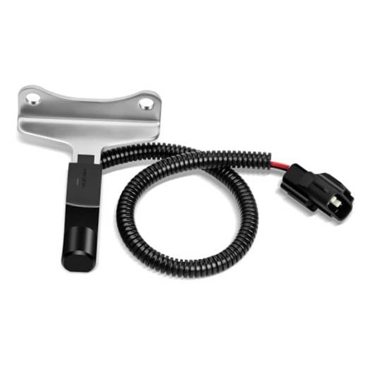 Crankshaft position sensor with black wire harness and two-pin electrical connector