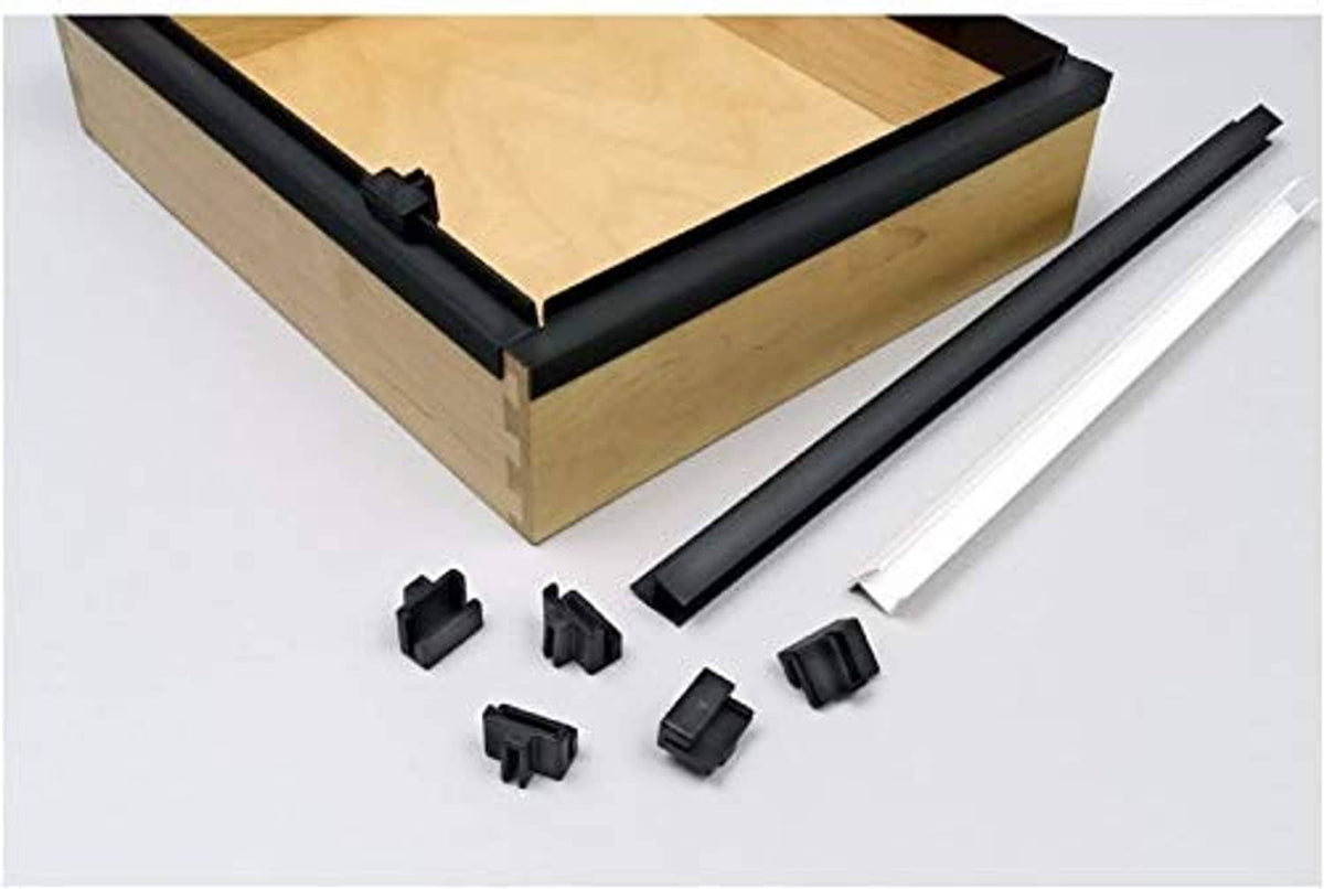 Black hanging file rail clip set with tabs and straight bar piece (10-pack)