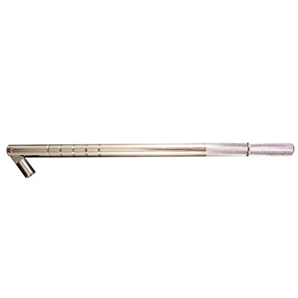 Metal valve insertion tool, long rod with textured grip and angled tip