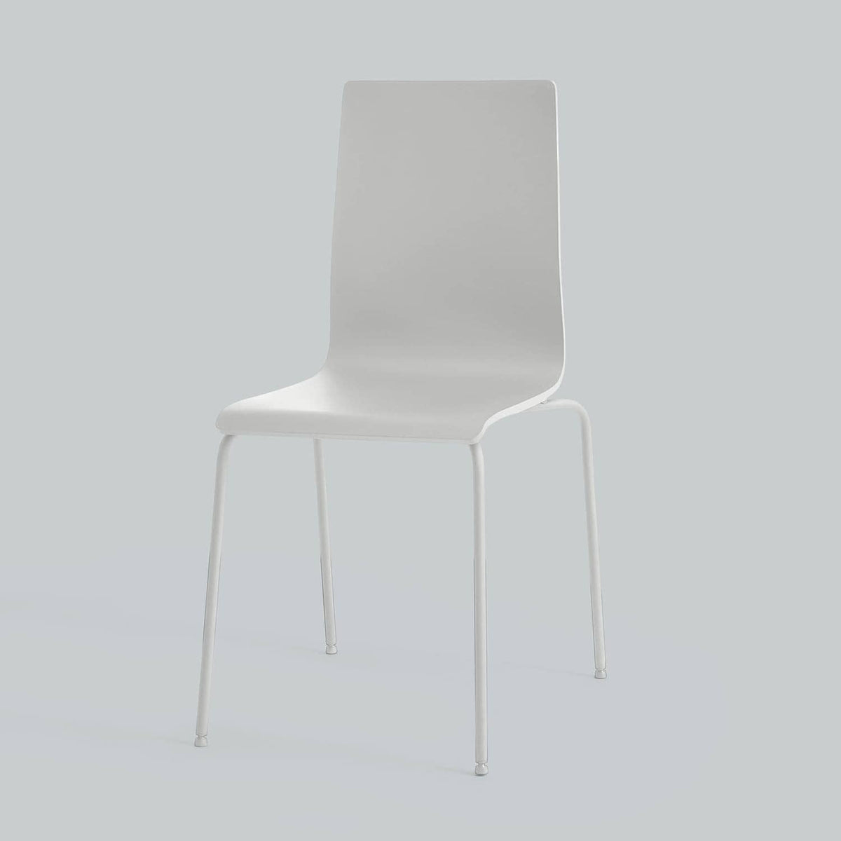 White painted chair with open back and four slender legs