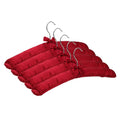 Set of 5 wine red satin padded hangers with curved hooks and fabric bows