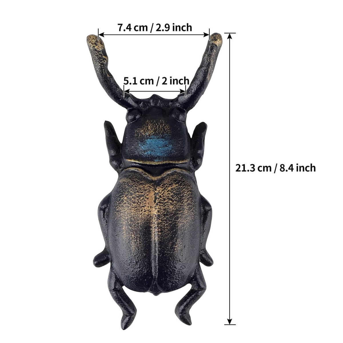 Cast iron beetle boot jack with extended antennae and four claw feet, 8.4 in tall
