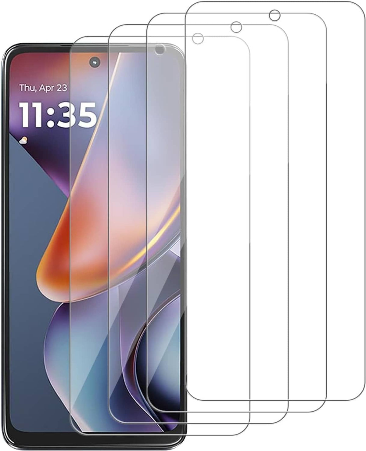 4-pack tempered glass screen protectors for Motorola Moto G 5G, full-cover curved fit
