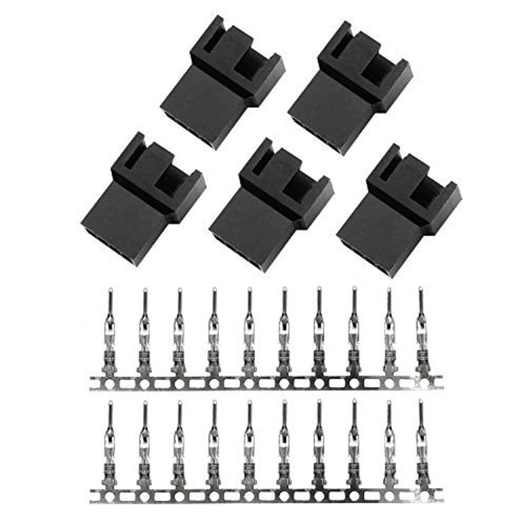Five 4-pin PWM male fan plug connectors on a strip, black housings