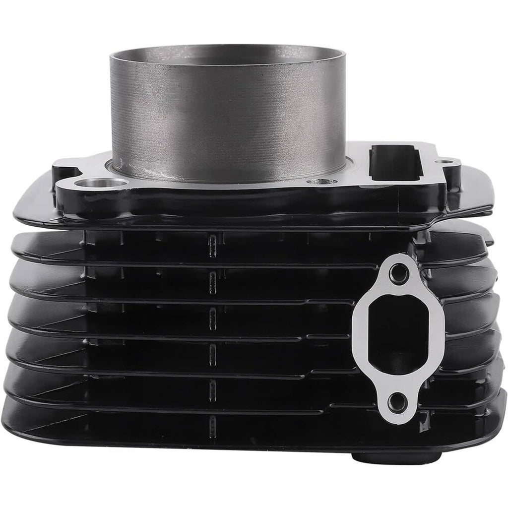 Black finned cylinder assembly with silver sleeve, mounting flange, and side opening