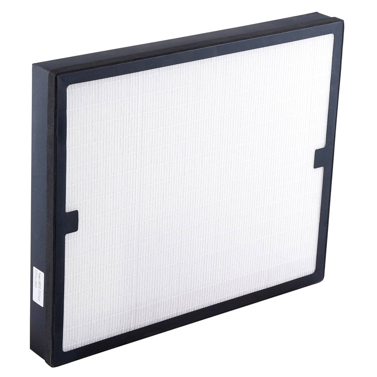 Replacement HEPA air filter panel with dark frame and white pleated media