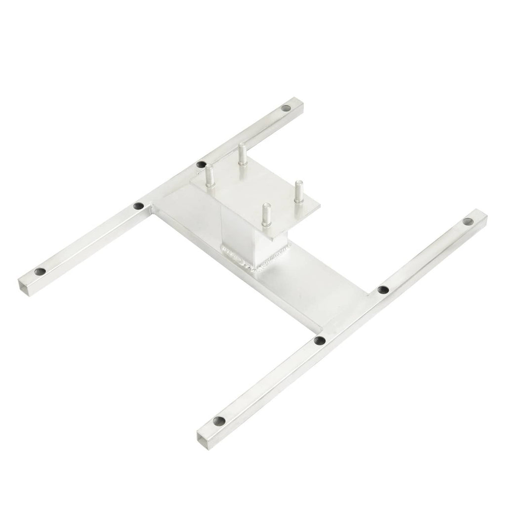 Aluminum spare tire H-mount carrier with angled base frame and bolt holes