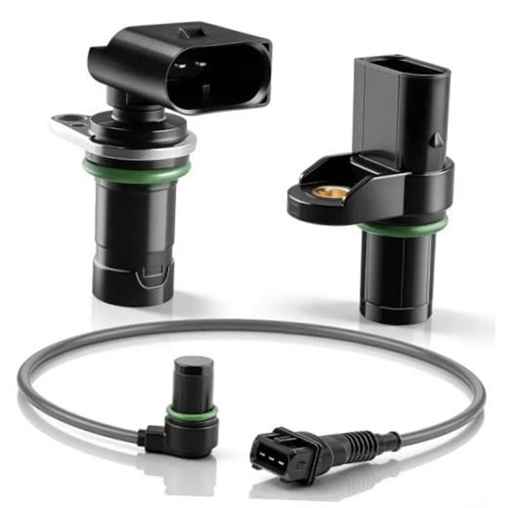 3-piece black camshaft/crankshaft position sensors with wiring harness and connectors