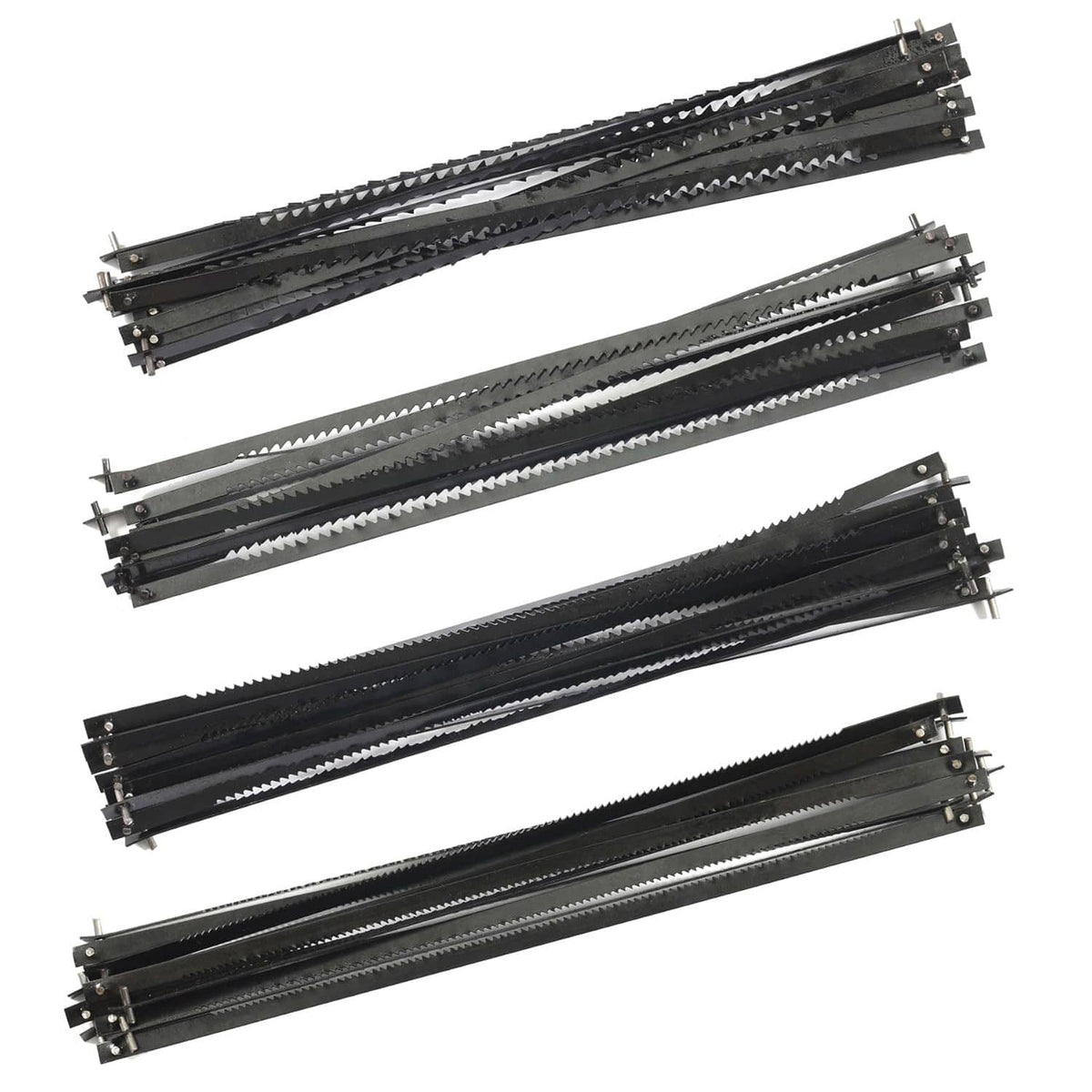5-inch pin-end scroll saw blades, high-carbon steel, black blades with mounting pins