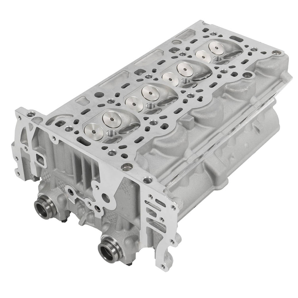 Engine cylinder head assembly with valve openings, silver metal