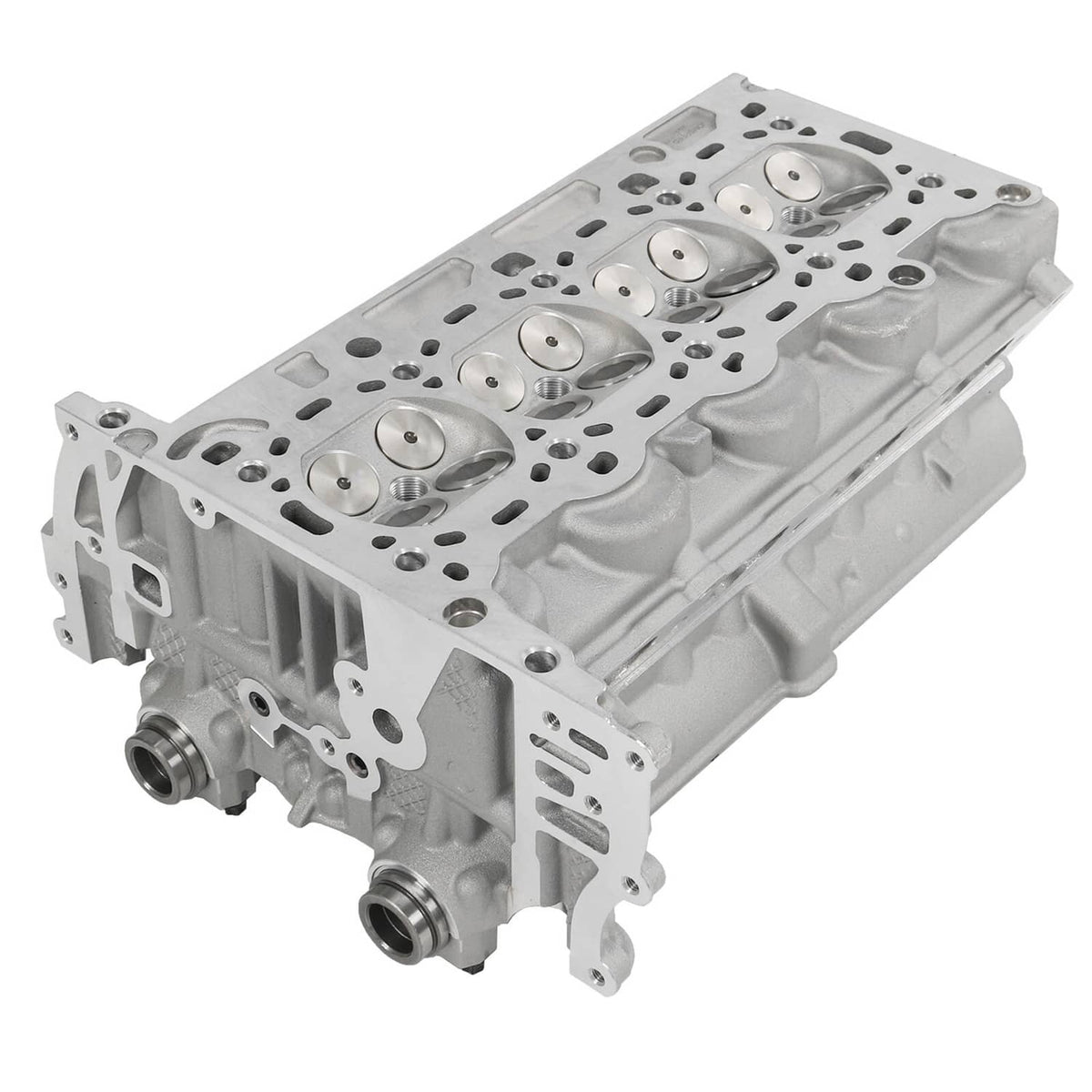 Engine cylinder head assembly with valve openings, silver metal