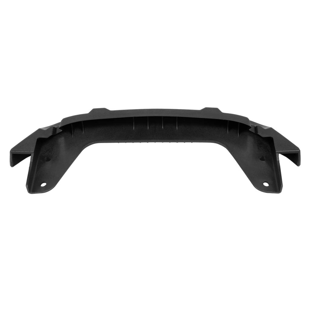 Black hood pivot bracket underside with curved openings and mounting holes