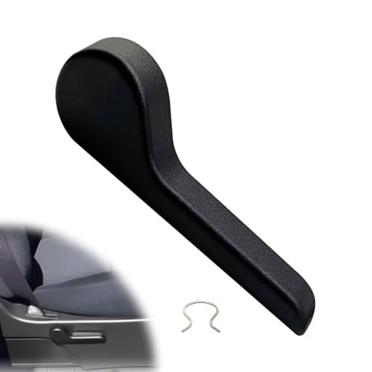 Black seat recliner handle, right-side recliner lever with clip