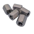Stainless steel hex coupling connector with internal thread, short hex ends
