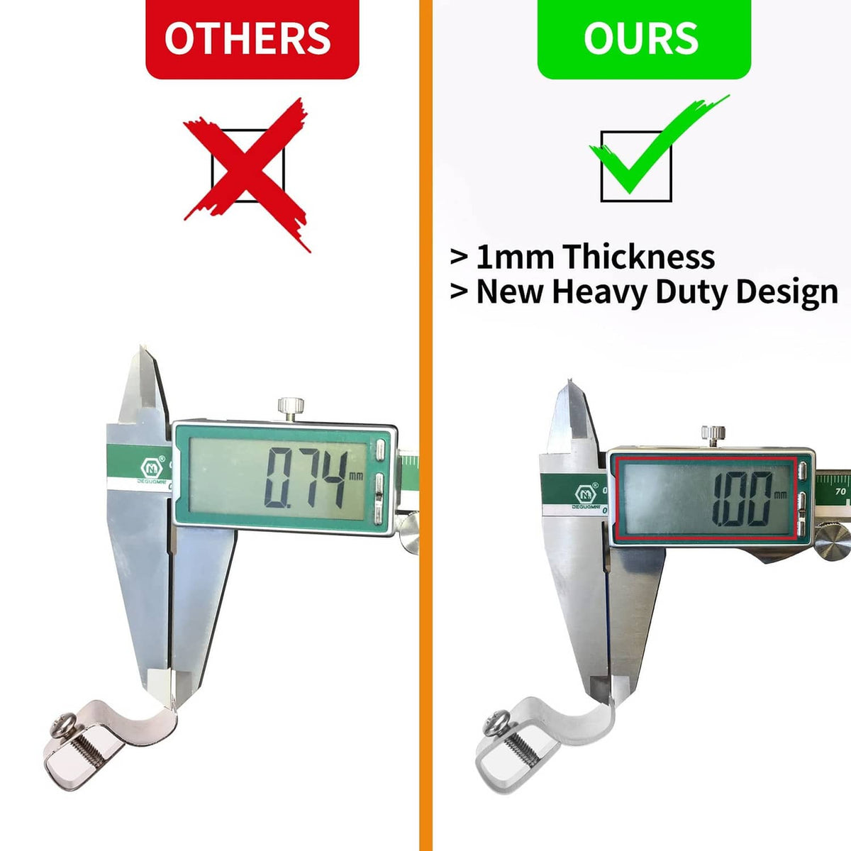 Silver siding clips comparison image showing heavy-duty design and thicker metal clip