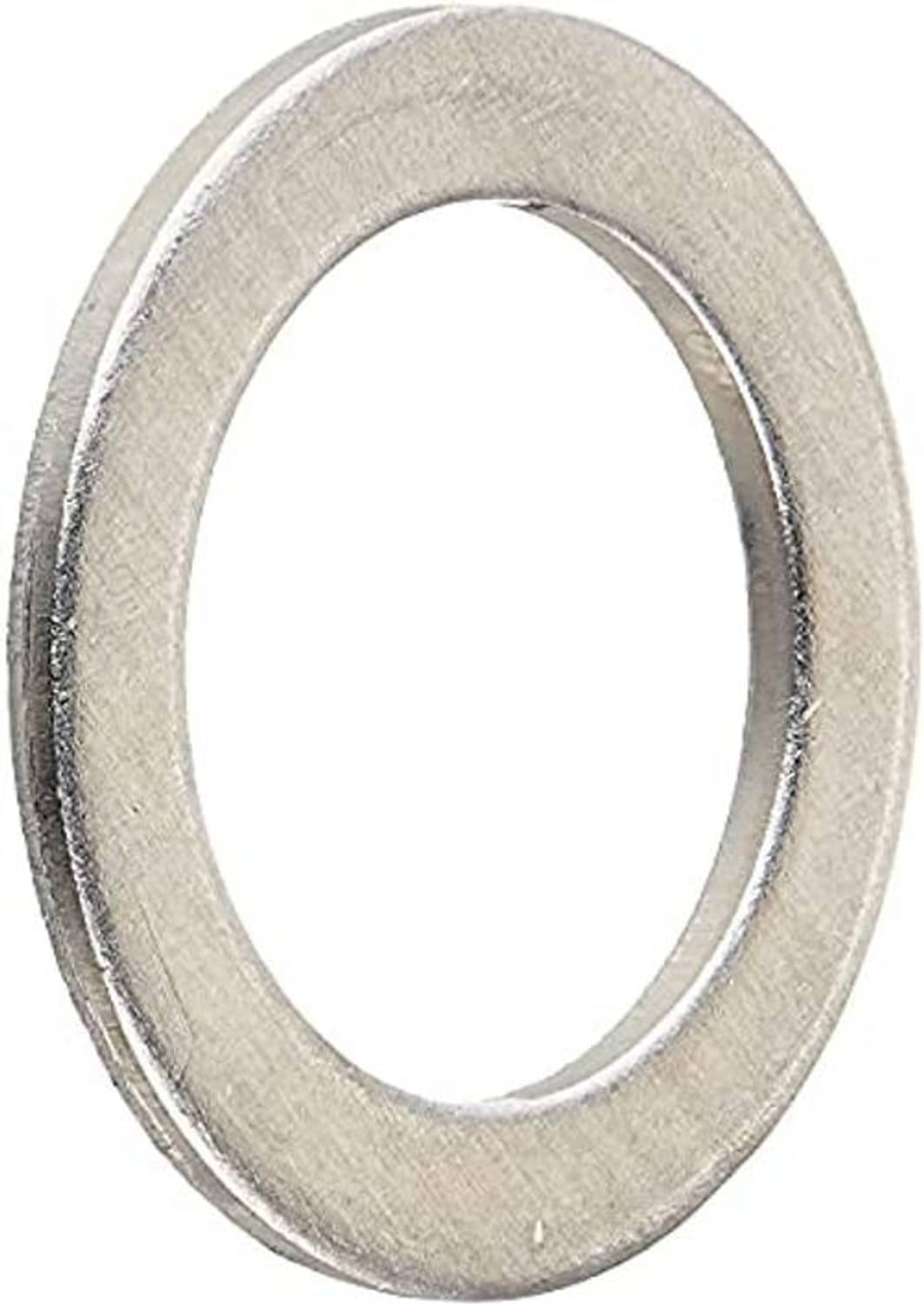 Metal oil drain plug gasket washer ring with round inner hole, silver finish