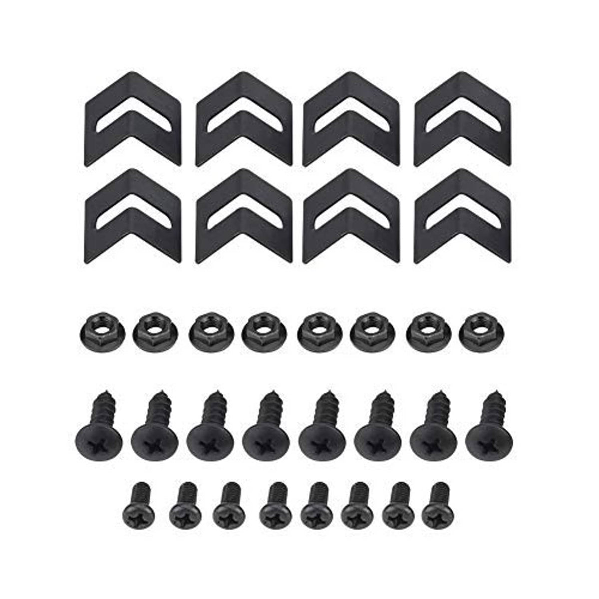 Black chevron canard inserts with screws and nuts hardware set