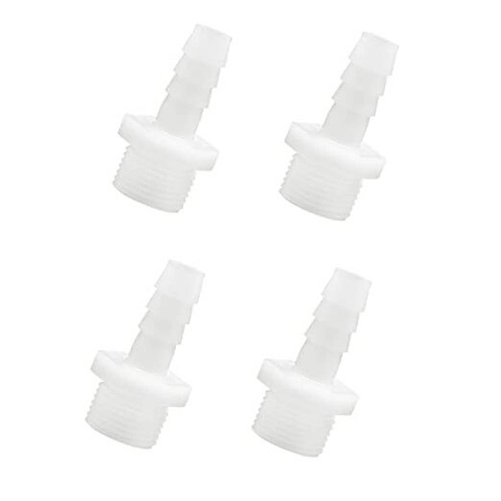 Set of 4 plastic hose barb adapters, 3/8 in barbed end x 1/2 in NPT male