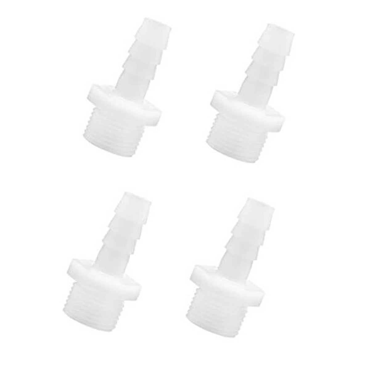 Set of 4 plastic hose barb adapters, 3/8 in barbed end x 1/2 in NPT male